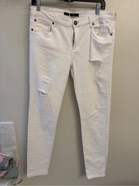 STS Blue White Distressed Skinny Jeans woman's size 32 classic